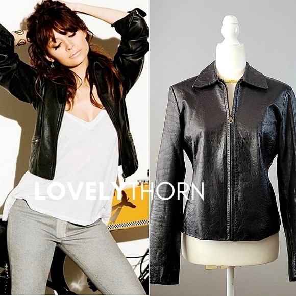 ZARA // ultra-chic & flattering winter kate harlow genuine leather jacket